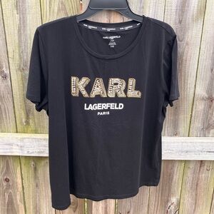 Karl Lagerfeld Black Tee with Subtle Gold Details